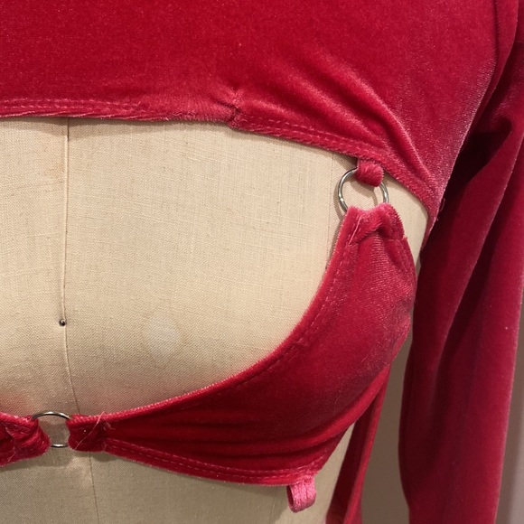 Magenta Rave Bunny Velvet Cut-Out Dress - Picture 3 of 9